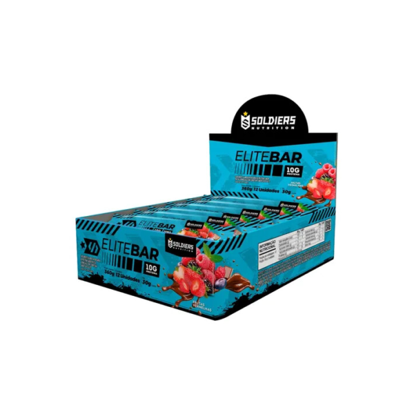 Elitebar 30g Barra De Proteína Cx 12 Un-soldiers nutrition Sabor Frutas vermelhas