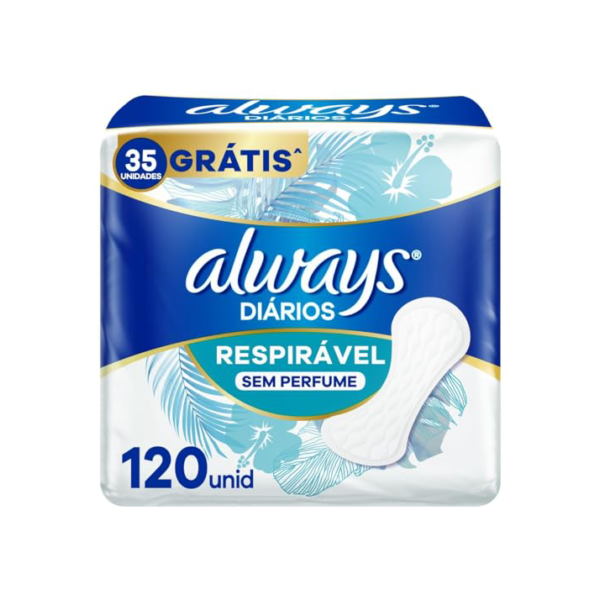 Always Respirável Sem Perfume Protetor Diário 120 Unidades