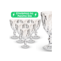 Jogo 6 Taça Diamante Copo Vidro Transparente Taças Abacaxi Gourmet Bico De Jaca 330ml