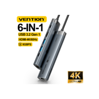 Vention 6 em 1 Gen 1 USB C Hub 4K a 60 Hz Tipo C 3.1 para HDMI RJ45 Gigabit Ethernet Docking Station para Macbook Pro USB 3.0 Splitter