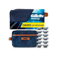 Gillette 1 Kit Mach3, Carga para Aparelho 12 Uds + 1 Nécessaire