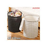 Cesto Organizador Dobrável 40 Litros Roupa Suja Brinquedos Lavanderia Multiuso Impermeável para Banheiro e Quarto