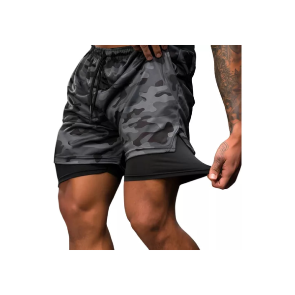 Short Duplo 2 Em 1 Para Corrida Bolso Interno Proteção Uv20+