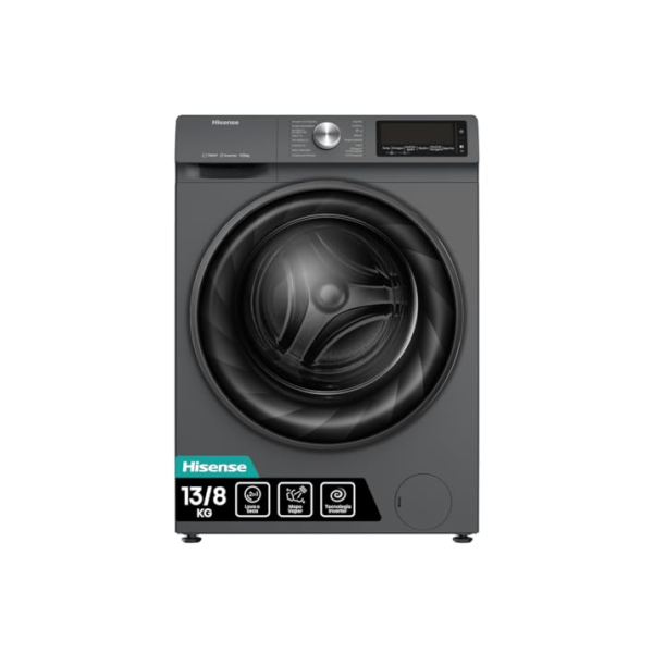 Hisense Lava e Seca, 13kg Lavagem/8kg Secagem, Steam, 13 Programas, Motor Inverter, Painel Touch, Titanium WD13X - 220V