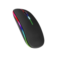 Mini Mouse Sem Fio Recarregável com Led RGB, Design Ergonômico e Conectividade USB 2.4 GHz para Notebook, PC, Desktop, Laptop e TV Smart Shaolong® (Preto)