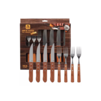 Kit Para Churrasco Inox Cabo De Madeira Premium 8 Peças