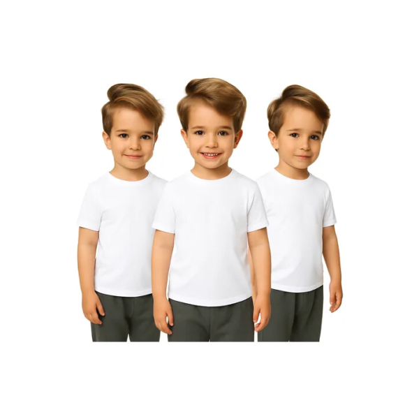 Kit 3 Camisetas Infantil Unissex Manga Curta Suplex Estilosa