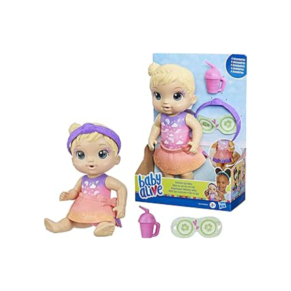Baby Alive, Boneca, Dia no Spa - Cabelos Loiros, Inclui Máscara e Mamadeira, 22,5 cm - A partir de 3 Anos