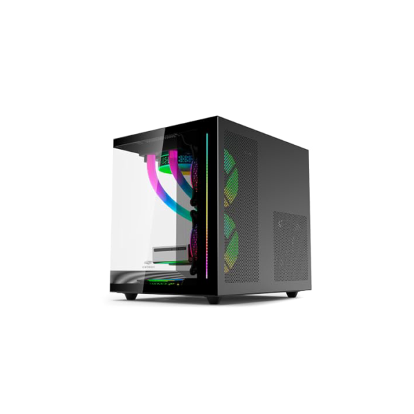 Gabinete AQUARIUS Gaming C3Tech MT-G810BK Preto frontal e lateral de vidro temperado USB 2.0, 3.0 e USB-C Conector P2 para Audio e Microfone Comporta até 7 coolers Fan Filtro anti poeira