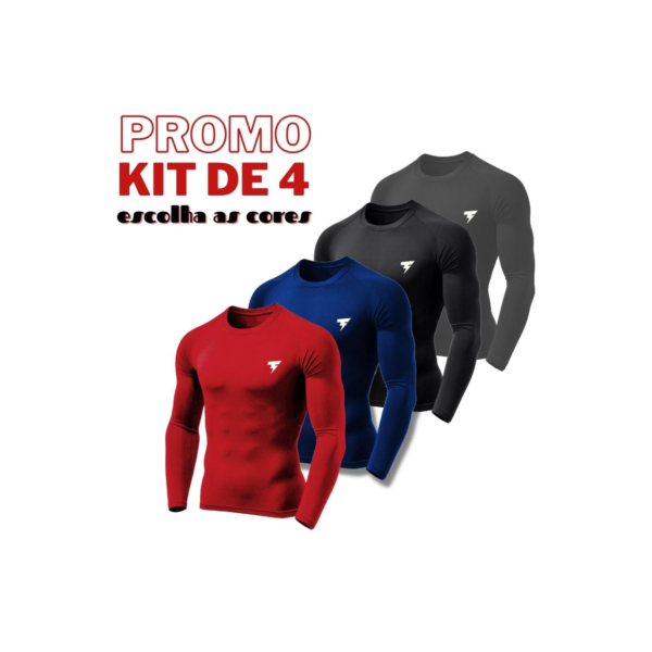 Kit com 4 Camiseta Uv Segunda Pele Proteção Solar Fator 50+ CORES VARIADAS