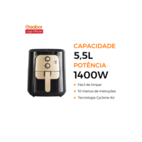 Fritadeira Elétrica Sem Óleo Air Fryer 5.5L Gaabor Jumbo Family 1400w 127V ou 220V Vintage