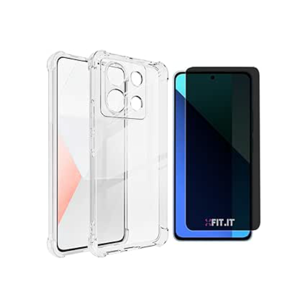 Kit Capa Anti Quedas para Xiaomi Redmi Note 13 4g + Película 5D Ceramica Privacidade Antispy