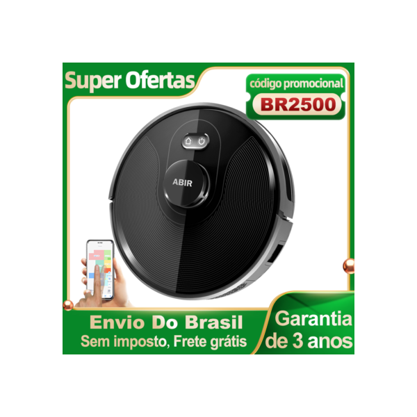 (Código promocional: BR2500)Robô aspirador de pó ABIR X8, navegação a laser lidar, 6500pa sucção, multi-assoalho mapa, Esterilização UV, y forma molhado esfregar, app zonas não-go, Exclusivo Sensor TOF