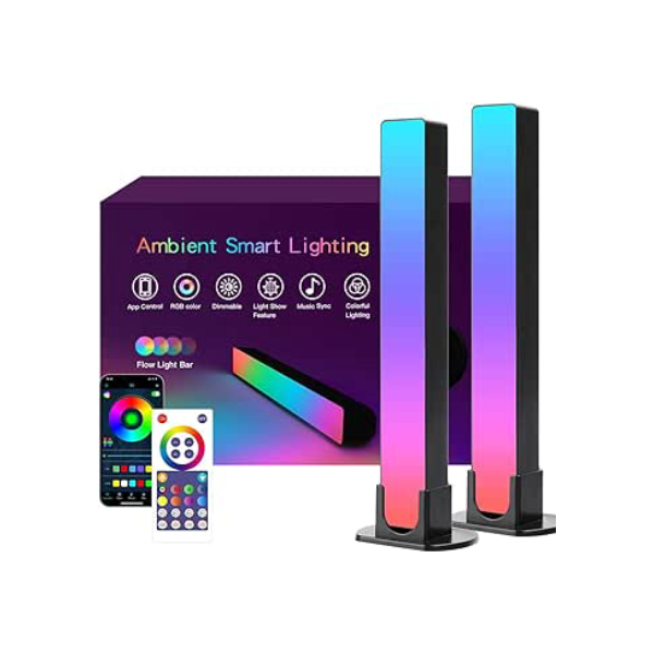Barra de luz LED, Iluminação ambiente com mudança de cor, sincronização de música, Controle Bluetooth, luz de fundo de TV 24w RGB inteligente para jogos, 213 modos predefinidos