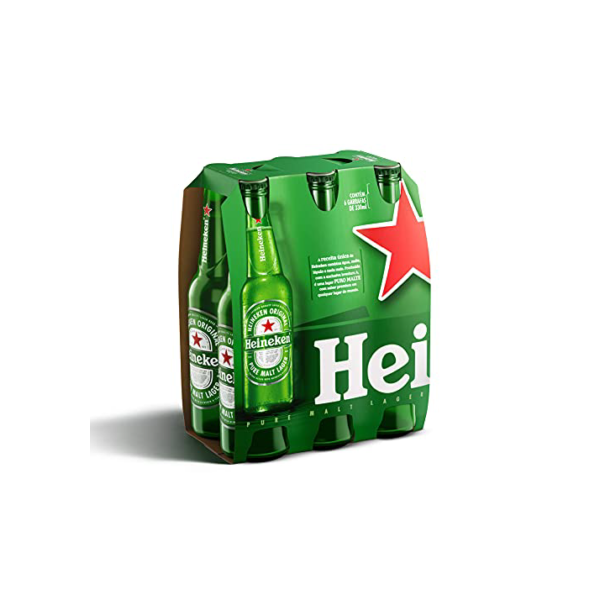 Cerveja Heineken Long Neck, Pack 6 unidades, 330Ml