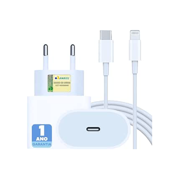 Cabo Usb-C-Lightning + Fonte Carregador Turbo 25W Compatível iPhone X Xr SE 11 12 13 14 Premium PARRON