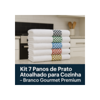 Kit 7 Panos de Prato Atoalhado para Cozinha – Branco Gourmet Premium