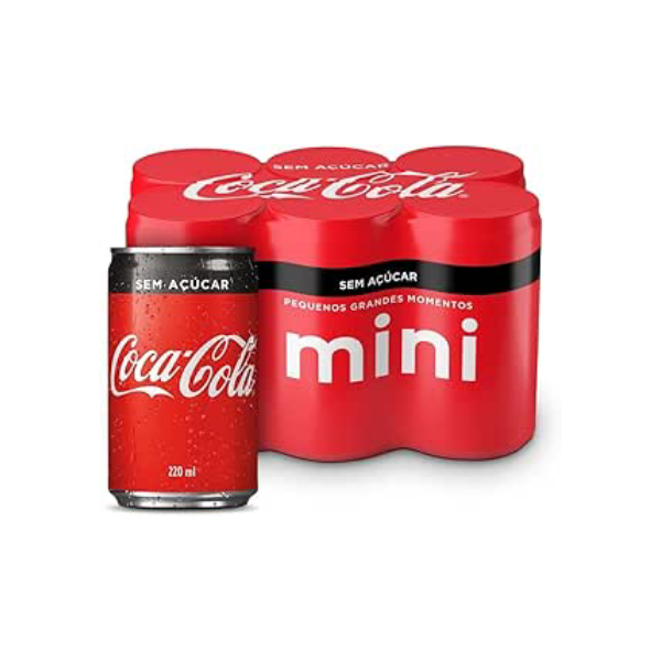 Pack de Coca-Cola sem açucar Lata 220mL 6 unidades