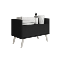Gabinete Armário Banheiro 60 cm c/ Pés Retrô Multimóveis Preto/Branco