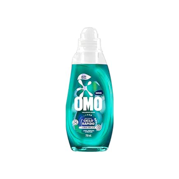 Lava Roupas Líquido Ciclo Rápido OMO Ação Total 750 ml