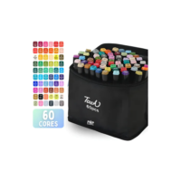 Canetinhas Touch Coloridas Caneta Marca Texto Ponta Dupla Estojo 60 Cores Kit Bolsa Estojo Para Colorir Conjunto Bolsa De Canetas Marcadores Permanente Pintura Desenho Profissional Pop Imports