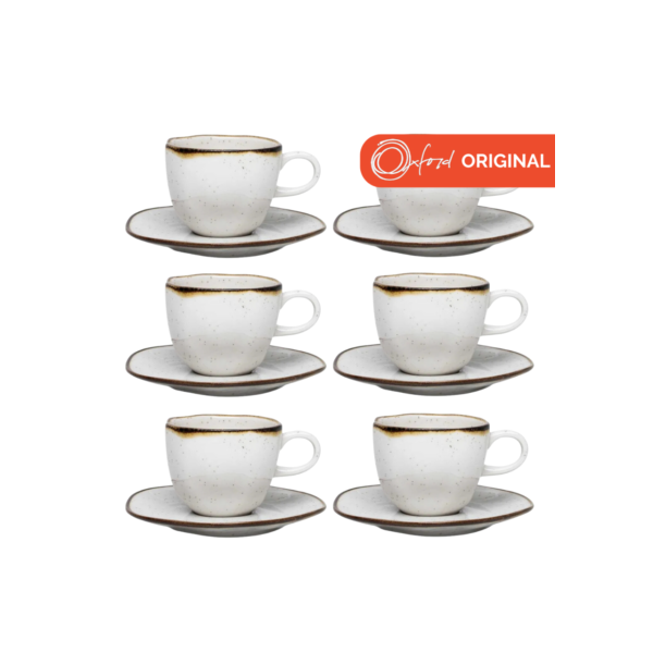 Cj 6 Xicaras 220ml C/ Pires em Porcelana Ryo Maresia Oxford Original