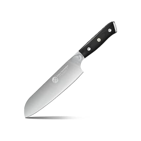 Faca Santoku De 7”, Faca Do Chef Forjada Em Aço De Alto Carbono, Faca De Aparar Com Cabo Ergonômico, Preto