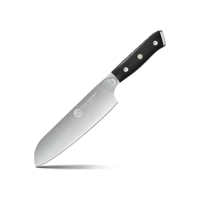 Faca Santoku De 7”, Faca Do Chef Forjada Em Aço De Alto Carbono, Faca De Aparar Com Cabo Ergonômico, Preto