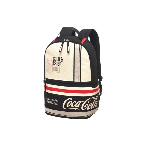 Mochila Costas Coca Cola Contrast Multiuso Casual Escolar Cor Preto E Cinza Desenho Do Tecido Lisa Com Estampa Bordada Da Coca Cola
