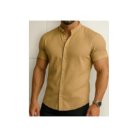 Camisa Manga Curta Gola Padre Masculina Festa Trabalho