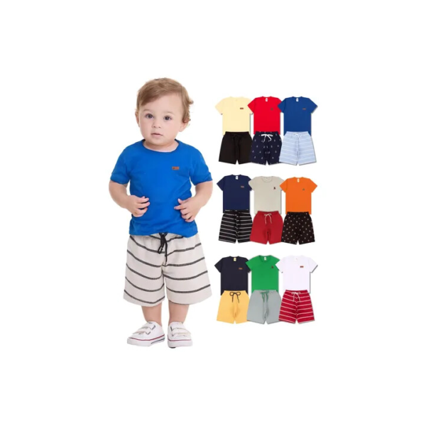 Kit 8 Peças De Roupa Bebe Menino Casual Basico Infantil