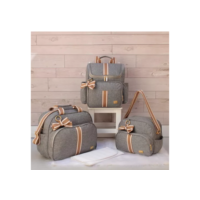 KIt Bolsas Maternidade Mochila Térmica Unissex Cinza/caramelo