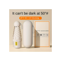 Mini guarda-chuva anti-uv para dias ensolarados e chuvosos, portátil com revestimento e 6 costelas reforçadas, 1pc