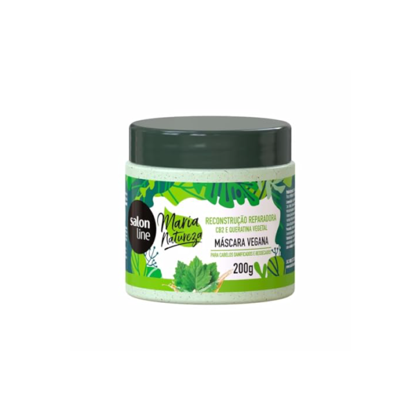 Salon Line, Máscara Capilar, Maria Natureza, Reconstrução Reparadora, CB2 e Queratina Vegetal, Vegana - Todos os Tipos de Cabelos, 200 g