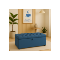 Baú Organizador Puff Estofado 90x40x42cm Multiuso com Tampa Desenhada para Sala,Quarto e Decoração