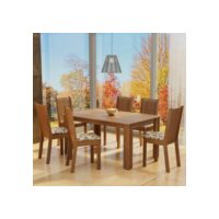 Conjunto Sala de Jantar Madesa Analu Mesa Tampo de Madeira com 6 Cadeiras - Marrom