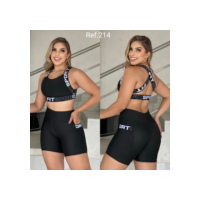 Conjunto Fitness Feminino Top E Short De Academia Bolso
