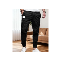 Calça masculina casual para jogging – Calça de moletom de algodão com cordão para caminhada ao ar livre