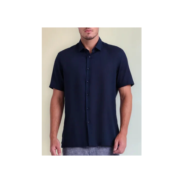 Camisa Lisa Social Basica Manga Curta  Masculina