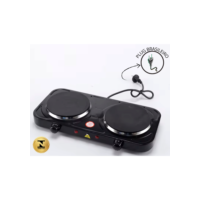 Fogão Fogareiro Elétrico Portátil Camping Mesa 110V Inox 2 Boca 2000W Potência Cooktop De Mesa PRETO