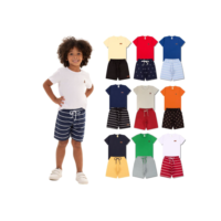 Kit Básico 8 Peças Roupa Infantil Menino - 4 Camisetas Básicas + 4 Bermudas - 4 Conjuntos Lisos Bebê Menino
