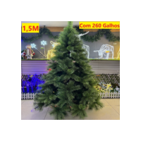 Árvore De Natal Pinheiro 1,50M E 260 Galhos Apoio De Metal Verde Ou Branco Família Natalina