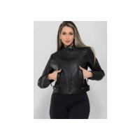 Jaqueta Feminina De Couro Slim Casaco De Frio Motoqueiro