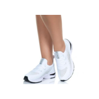 Tênis Branco Feminino Vili para Treino Academia Caminhada - Branco+Preto