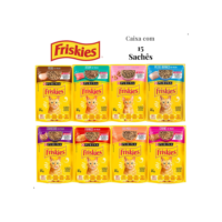 Kit 15 unid Sachê Friskies Alimento Úmido Gatos Carne Frango Atum Peixe Branco Cordeiro Salmão Peru