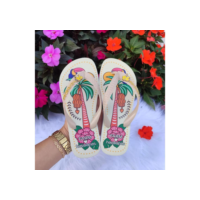 Chinelo de Dedo com Estampa coqueiro Diferenciada coqueiro macia fofinhas leve
