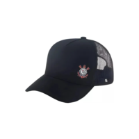 Boné Corinthians Silk 3d Frontal Licenciado Trucker Timão Cor Preto