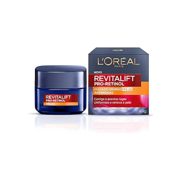 L'Oréal Paris Creme Facial Antirrugas Revitalift Pro Retinol Cuidado Diurno FPS20, 49g