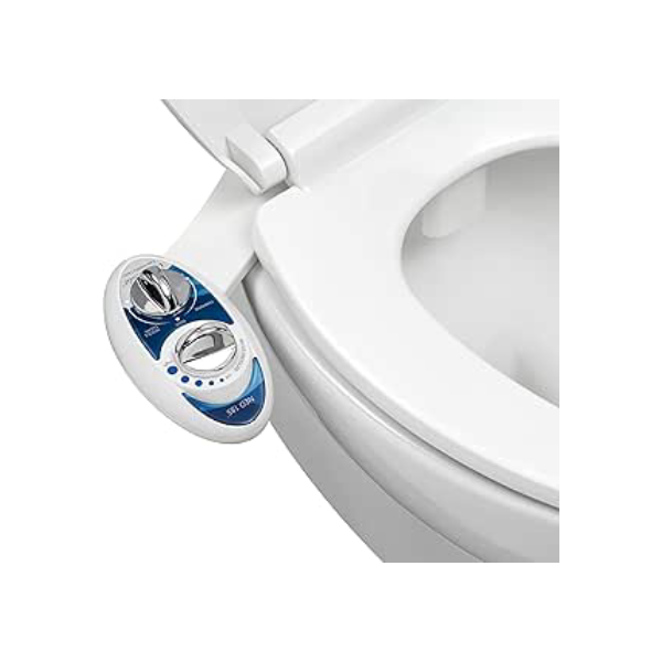 LUXE Bidet NEO 185 – Autolimpeza, bocal duplo, acessório de bidê não elétrico para assento de vaso sanitário, pressão de água ajustável, lavagem traseira e feminina (azul)