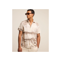 Camisa Regular em Voil com Estampa de Praia Off White